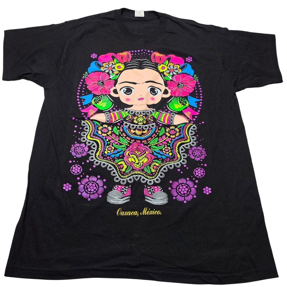 Arte Mexicano Oaxaca Mexico Frida Kahlo Graphic T-Shirt Black XL